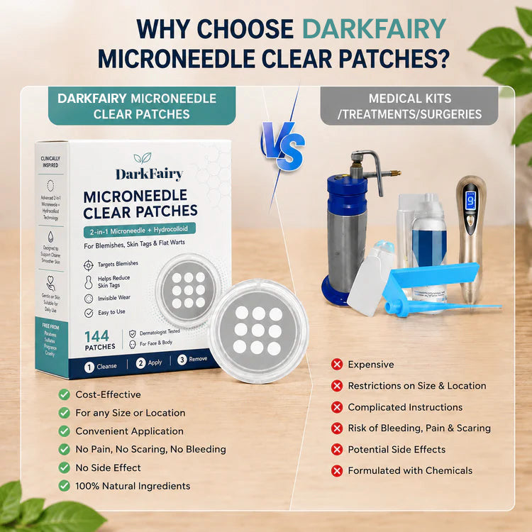 🔥DarkFairy 2-in-1 Microneedle & Hydrocolloid Patch🍀| Removes Raised Moles, Acne, Flat Warts & Skin Tags | Helps Improve Wrinkles, Scars & Blemishes | Invisible Patches for Face & Body